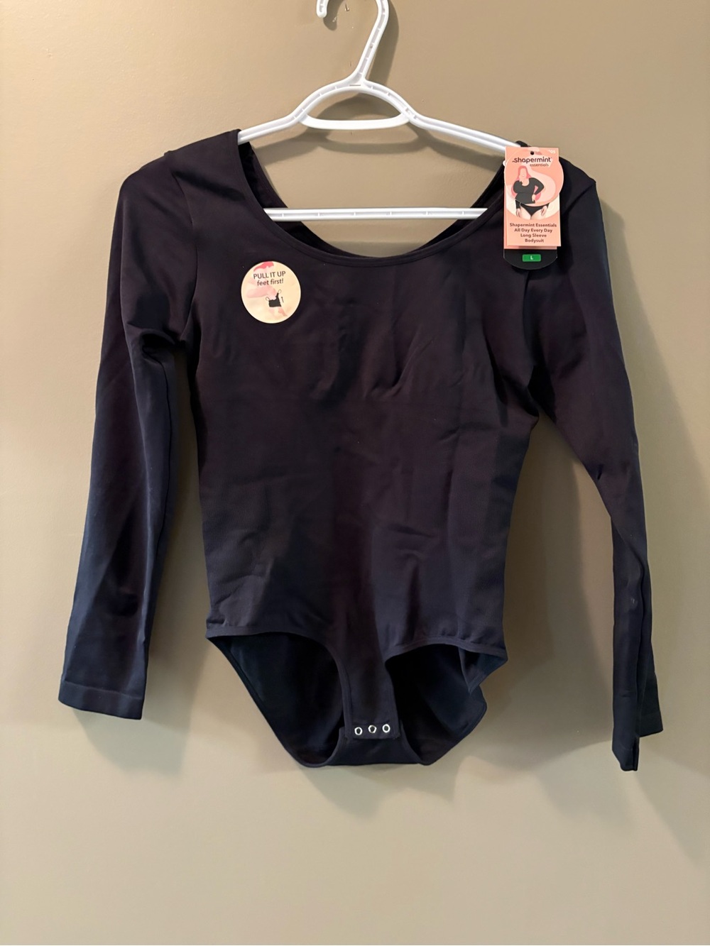 Shapermint Black Long Sleeve Bodysuit